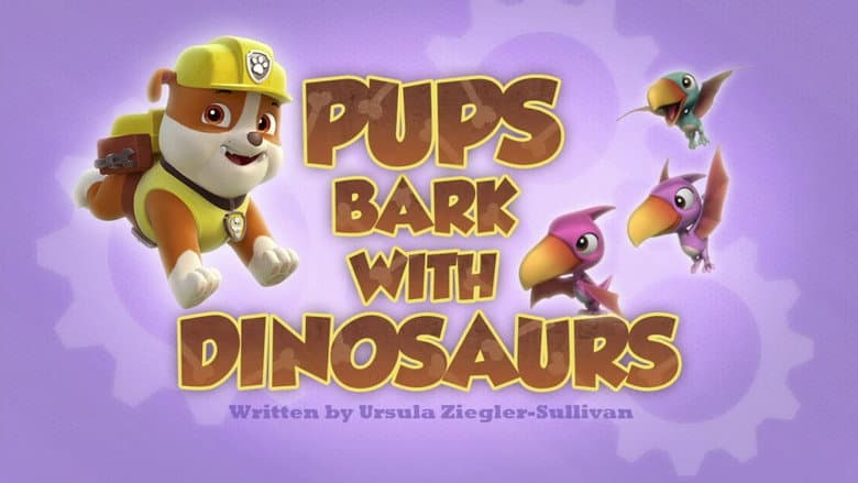 Os filhotes latem com os dinossauros